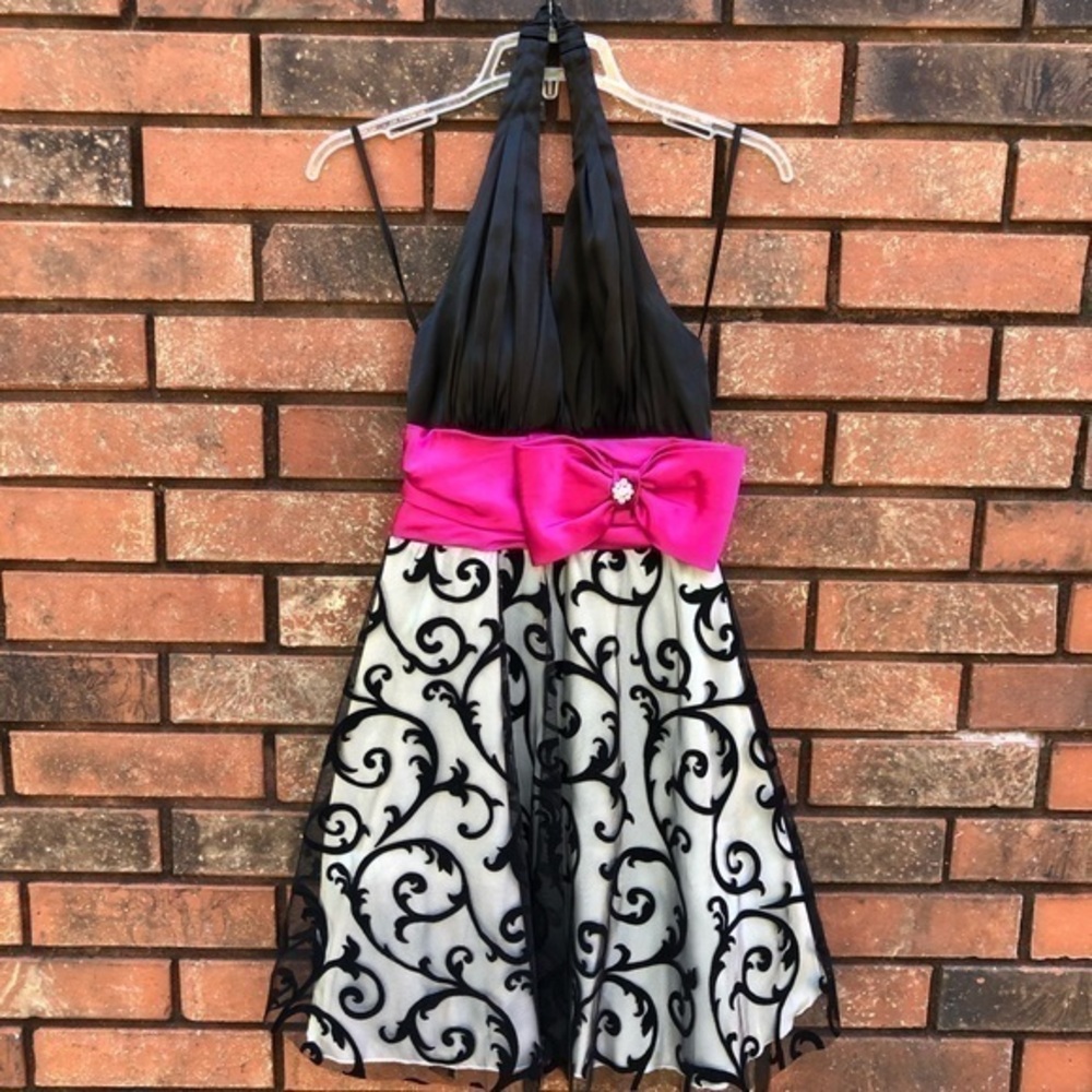 B. DARLIN Black & Pink Cocktail/Prom Dres. EUC.